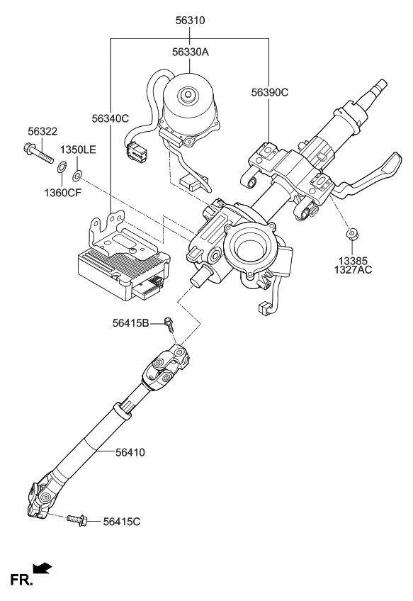 56310A7640 - Genuine Kia COLUMN ASSEMBLY-UPPER