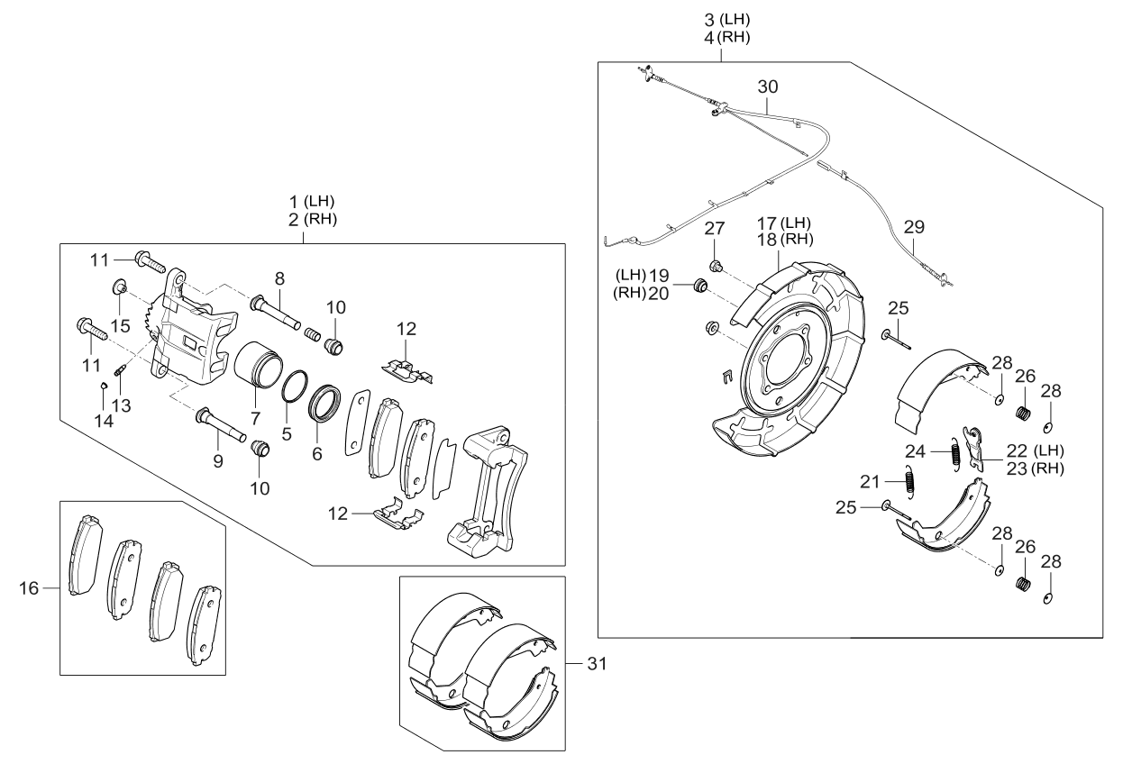 597703E500 Genuine Kia CABLE ASSEMBLYPARKING BRAKE