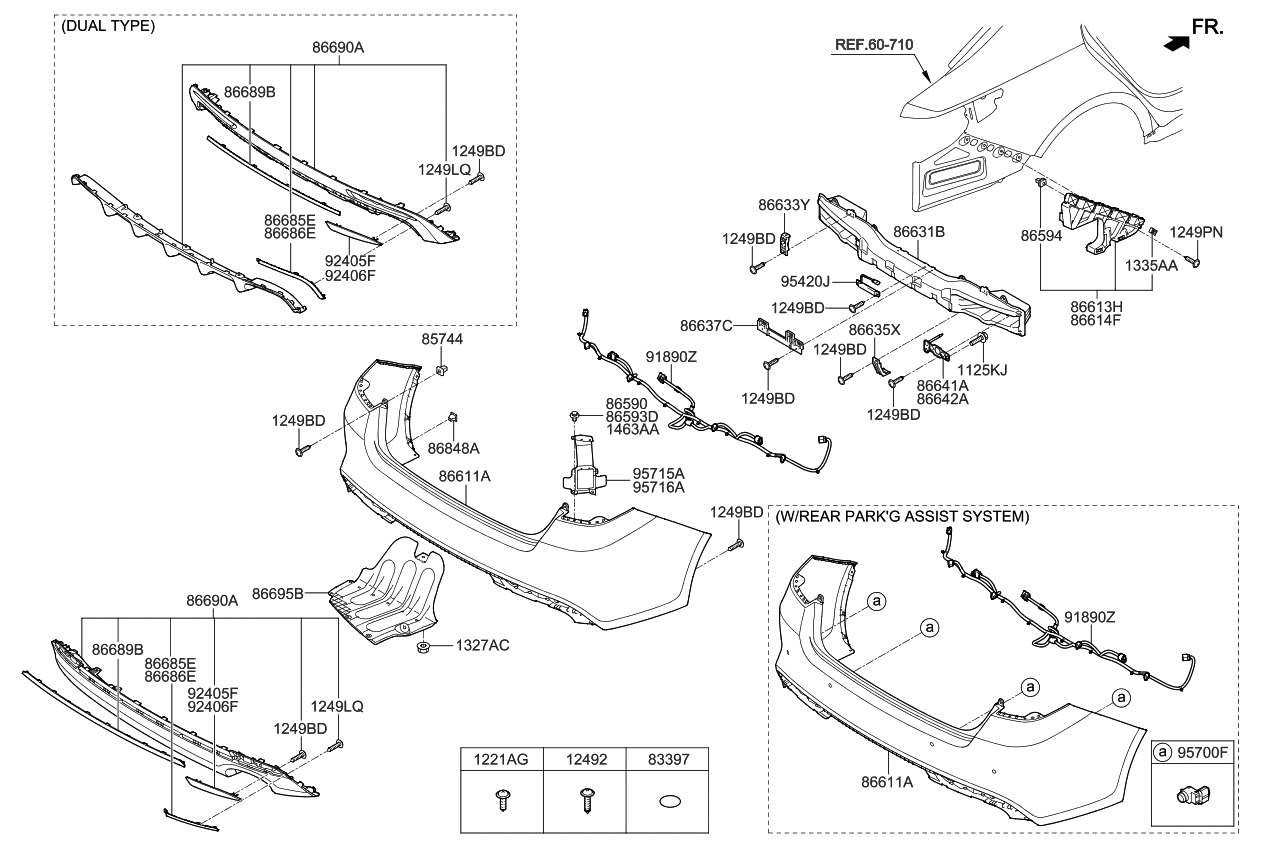86690D5200 Genuine Kia COVER ASSEMBLYREAR BUMPER UNDER
