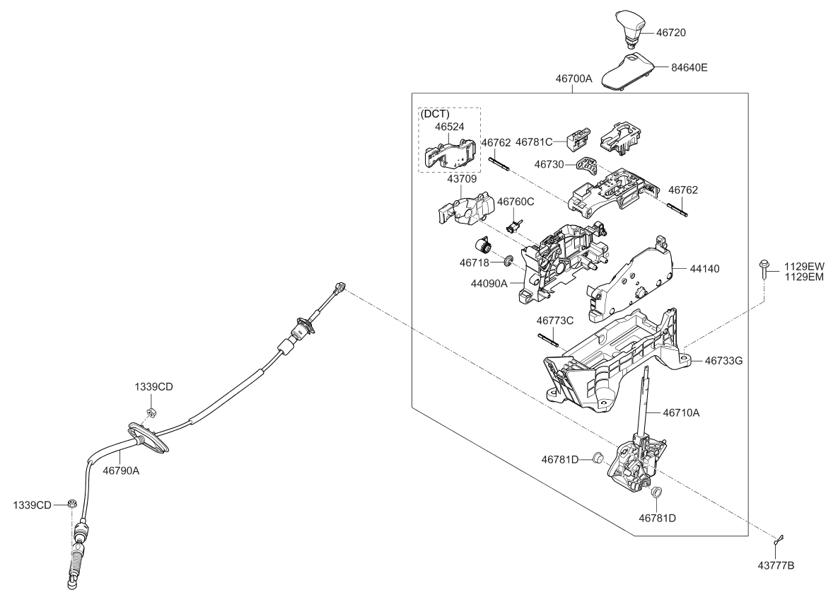 46720D4100WK Genuine Kia KNOB ASSEMBLYGEAR SHIFT