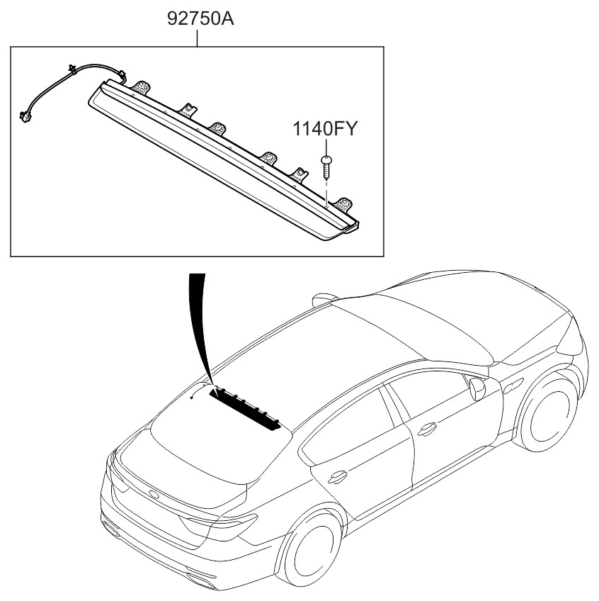 2017 Kia K900 High Mounted Stop Lamp