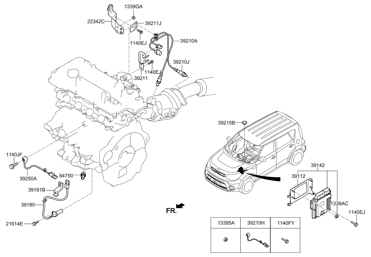 392102B225 Genuine Kia SENSOR ASSEMBLYOXYGEN,REAR
