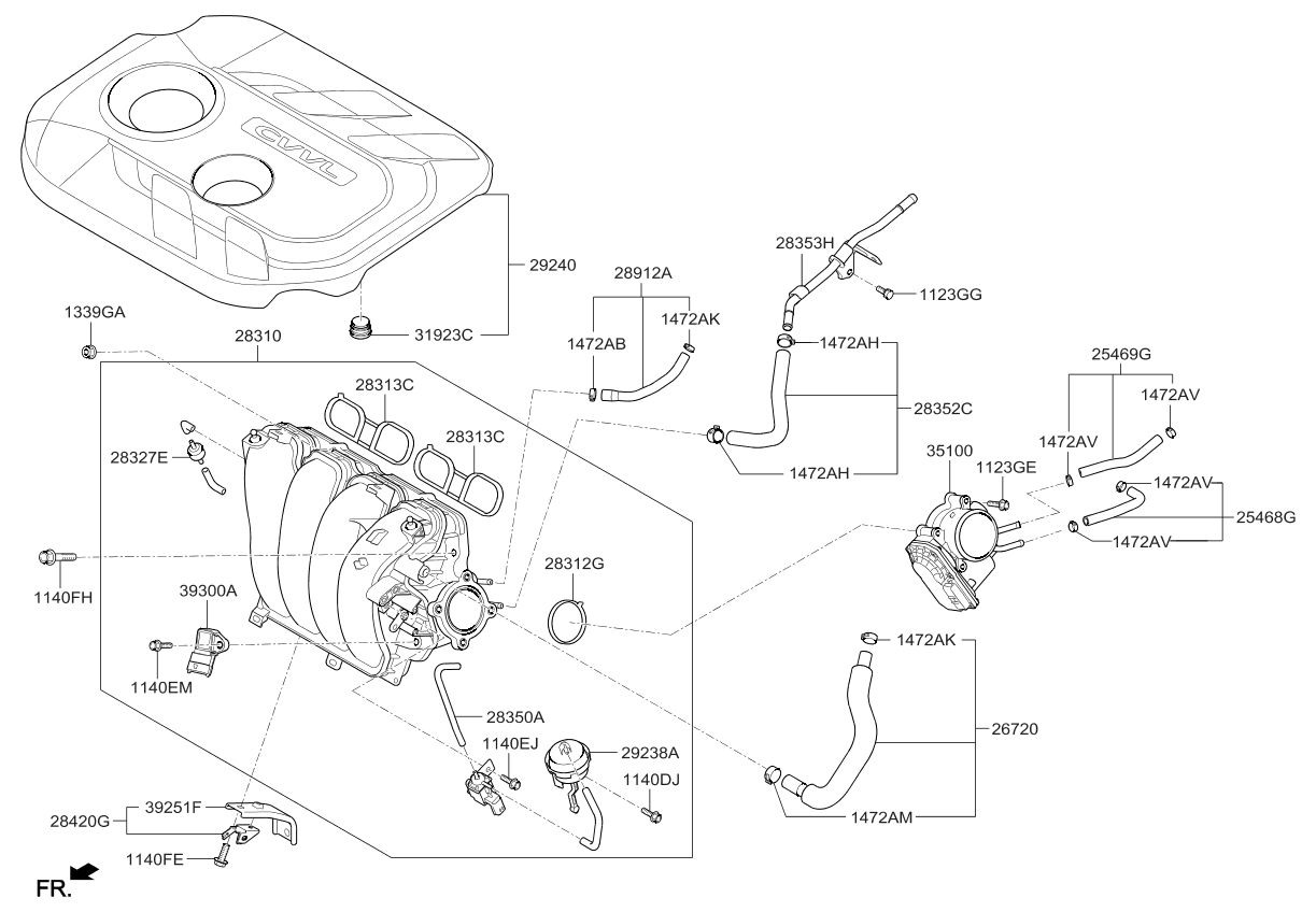 283102E767 Genuine Kia MANIFOLD ASSEMBLYINTAKE