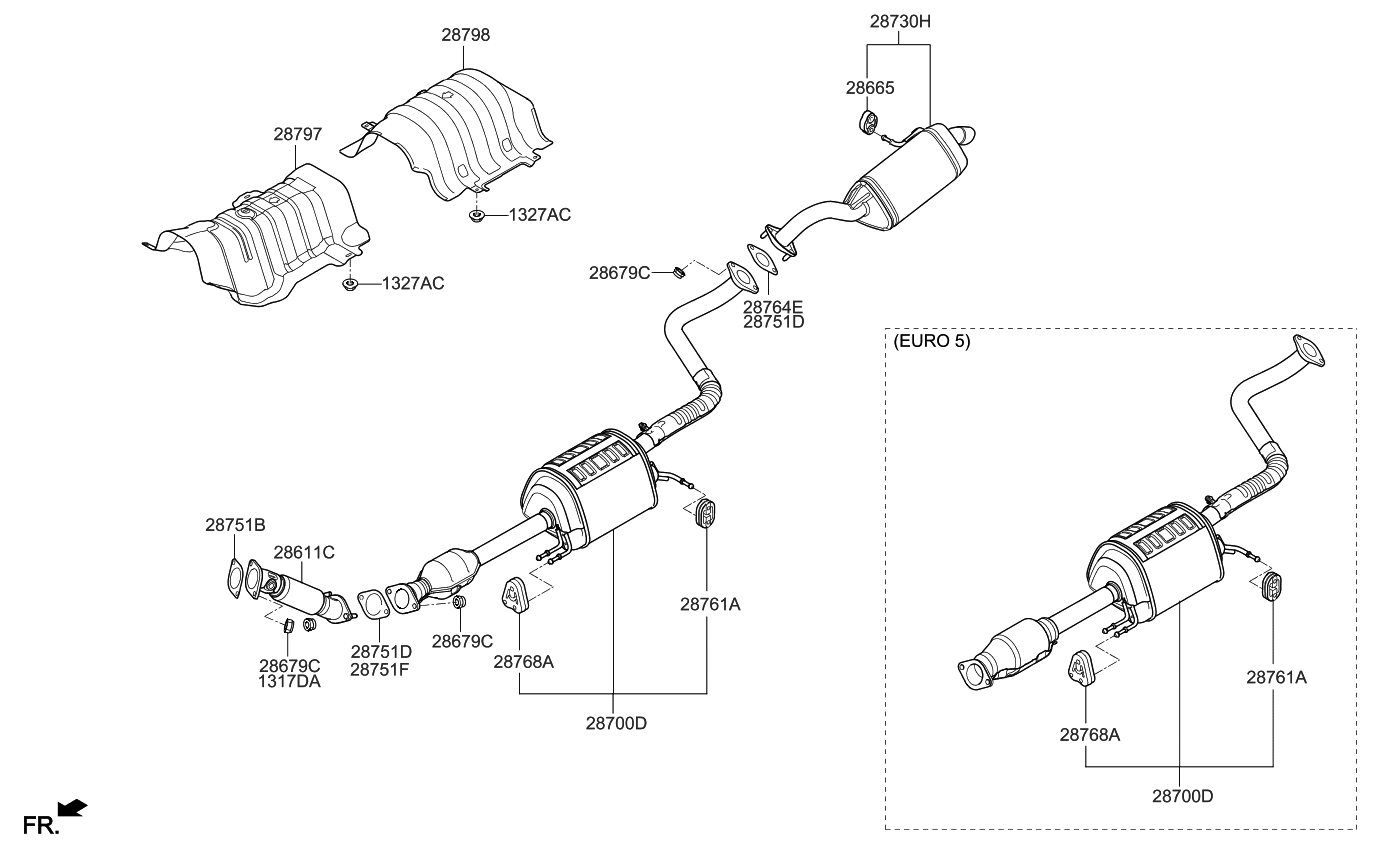 28600B2700 Genuine Kia MUFFLER ASSEMBLYCENTER
