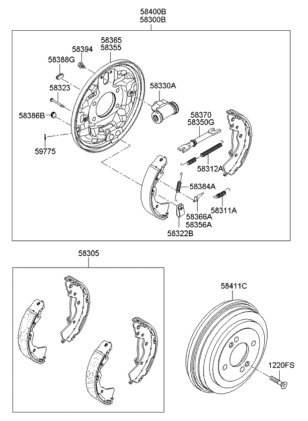 583601G100 Genuine Kia DRUM BRAKE ASSEMBLYREAR
