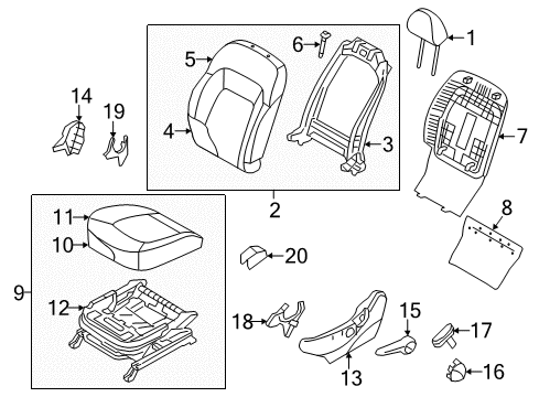 Front Seat Back Passenge Covering Diagram for 883603W203EAQ