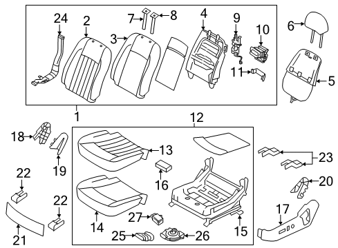 Cover-Front Seat Mounting Rear Diagram for 881423T000BNH