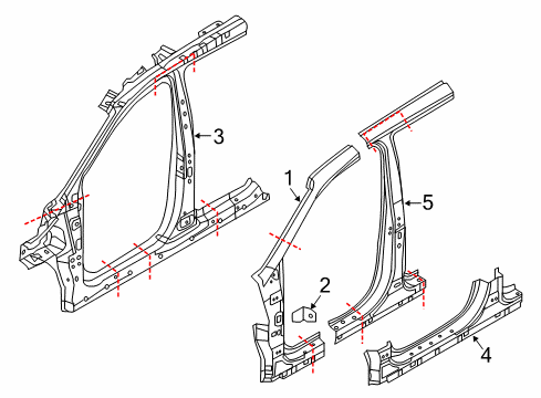 Pillar Assembly-Center Outer Diagram for 71401C6B00