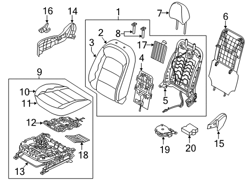 Front Seat Headrest Assembly Diagram for 88700B0000K5L