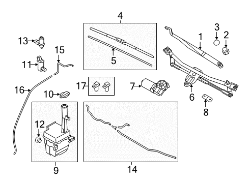 Windshield Reservoir Assembly Diagram for 986204U000