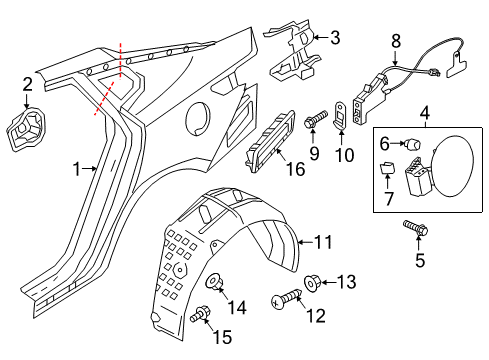 Quarter Outer Panel Assembly Diagram for 71504D4C00
