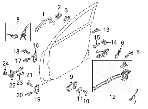 Door Outside Handle Assembly, Right Diagram for 826613W700