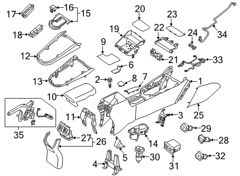 Console Storage Box Mat Diagram for 84685M7000