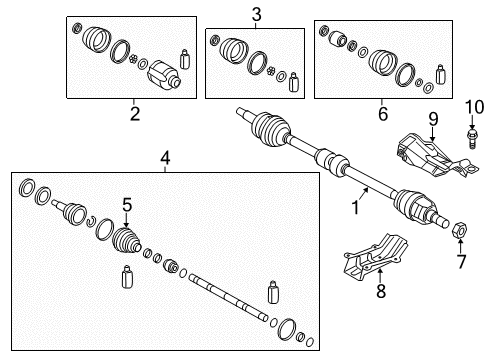 Front Axle Differential Joint Kit Diagram for 495923X1A0