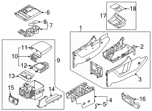 CONSOLE ASSY-FLOOR Diagram for 84610R0BB0BVA
