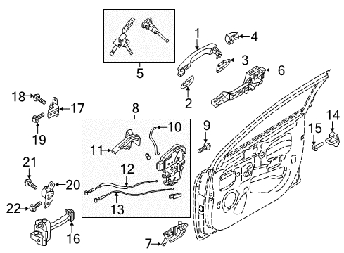 Front Door Outside Handle Cover Diagram for 82662H8010