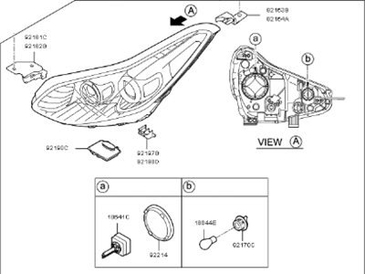 Kia 92102D9310 Passenger Side Headlight Assembly