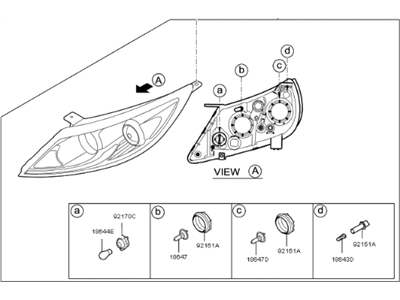 Kia 921023W720 Passenger Side Headlight Assembly