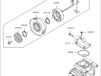 Kia 977012E350 Air Conditioner Compressor Assembly