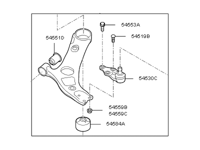Kia 545012T030 Arm Complete-Front Lower