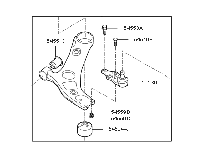 Kia 545003S100 Arm Complete-Front Lower
