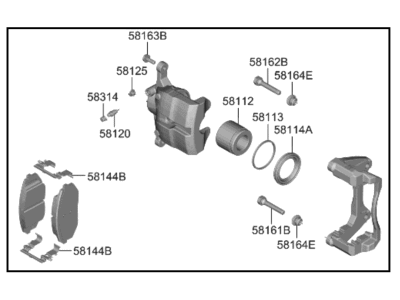 Kia 58130P0100 BRAKE ASSY-FR,RH