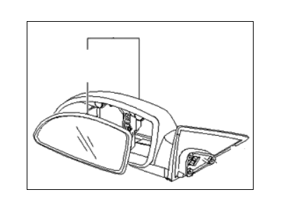 Kia 876103F640 Outside Rear View Mirror Assembly, Left