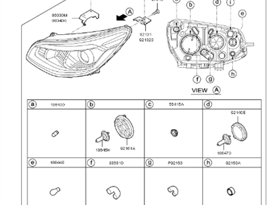 Kia 92101B2630 Driver Side Headlight Assembly