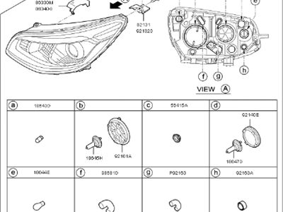 Kia 92102B2650 Passenger Side Headlight Assembly