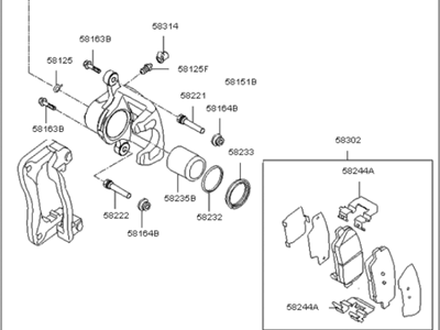 Kia 582301F500 Rear Disc Brake Assembly, Right