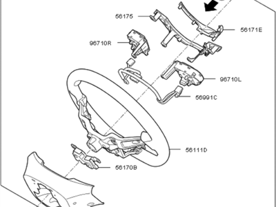 Kia 56100G5250SX6 Steering Wheel Assembly