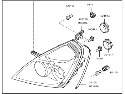 Kia 921024D013 Passenger Side Headlight Assembly