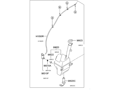 Kia 986104C000 Washer Reservoir & Pump Assembly