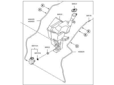 Kia 986101W100 Washer Reservoir & Pump Assembly