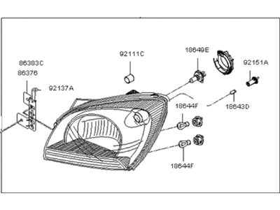 Kia 921021F530 Passenger Side Headlight Assembly