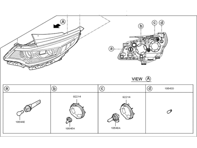 Kia 92102D5040 Passenger Side Headlight Assembly