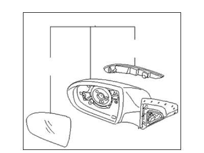 Kia 876103W550 Outside Rear View Mirror Assembly, Left