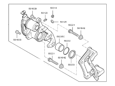 Kia 58311E4A50 Caliper Kit-Rear Brake