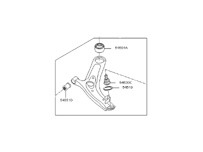 Kia 545012K200 Arm Complete-Front Lower