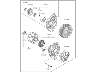 2007 Kia Rio Alternator - 3730026100