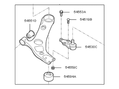 Kia 545004R000 Arm Complete-Front Lower