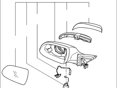 Kia 876103R711 Outside Rear View Mirror Assembly, Left