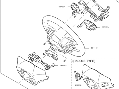 Kia 56100D4340WK Steering Wheel Assembly