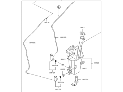 Kia 986103W500 Washer Reservoir & Pump Assembly