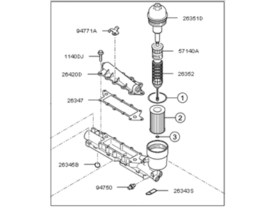 Kia Oil Filter Housing - 263003C250