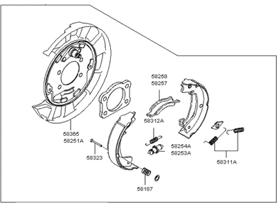 Kia 582703F100 Packing Rear Brake Assembly, Right