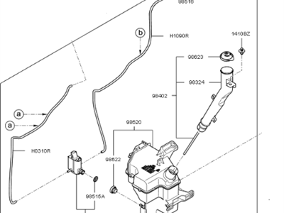 Kia 986102K500 Washer Reservoir & Pump Assembly