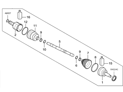 2019 Kia Niro Axle Shaft - 49500G5000