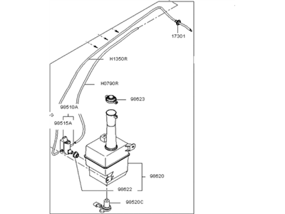 Kia 986102F700 Washer Reservoir & Pump Assembly