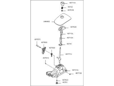 Kia 437002K100WK Lever Complete-Gear